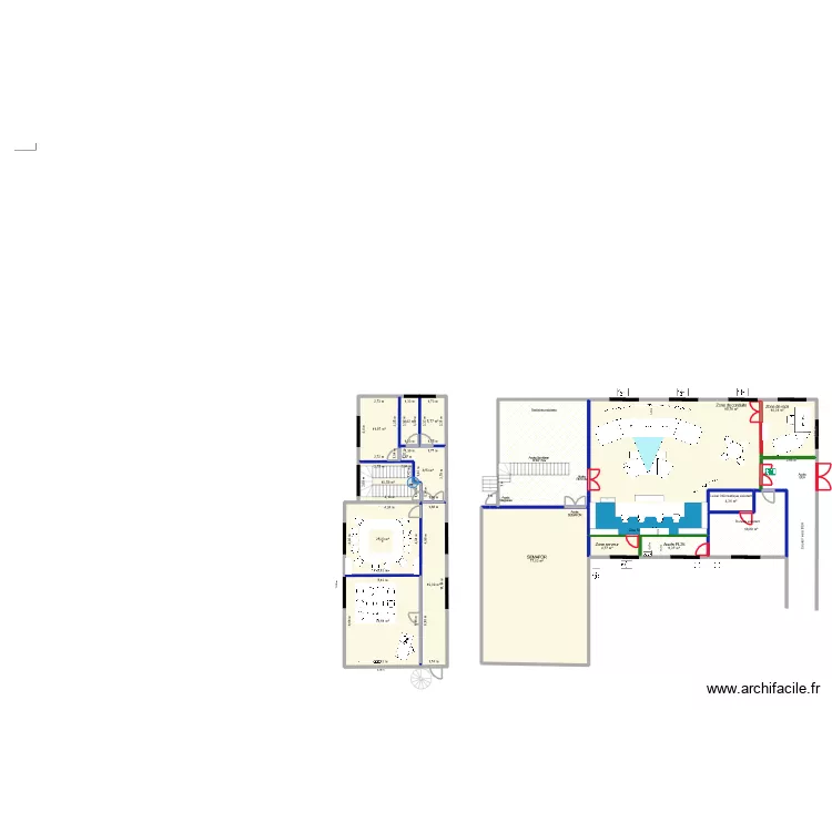 400AV - Salle simulateur DXF. Plan de 16  et 383 m²