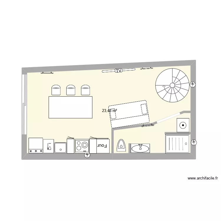 rez de chauss&eacute;e. Plan de 1  et 23 m²