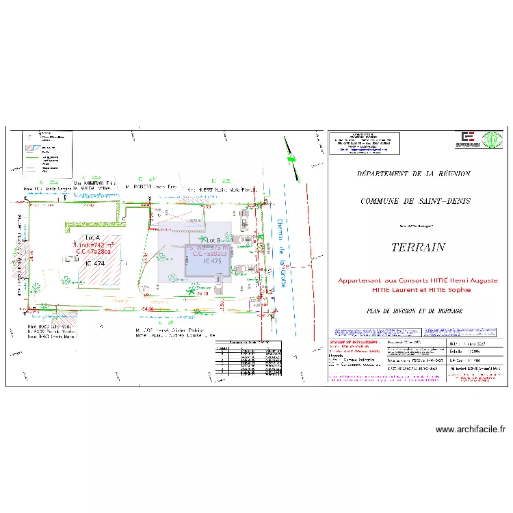 IC475 Che de la grotte. Plan de 1  et 71 m²