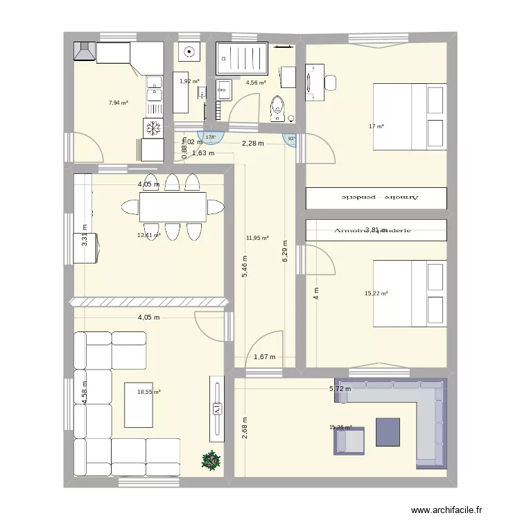 maison hammamet. Plan de 9  et 106 m²