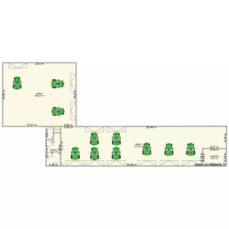 atelier corbineau. Plan de 6  et 1752 m²