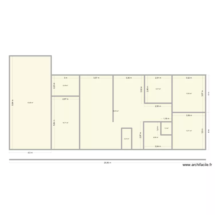 Oulins. Plan de 10  et 170 m²