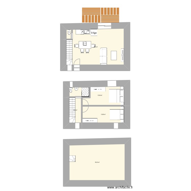 maison test amenagement. Plan de 5 pièces et 104 m2