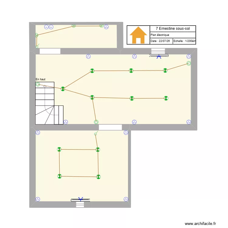 7 Ernestine sous-sol. Plan de 3  et 36 m²