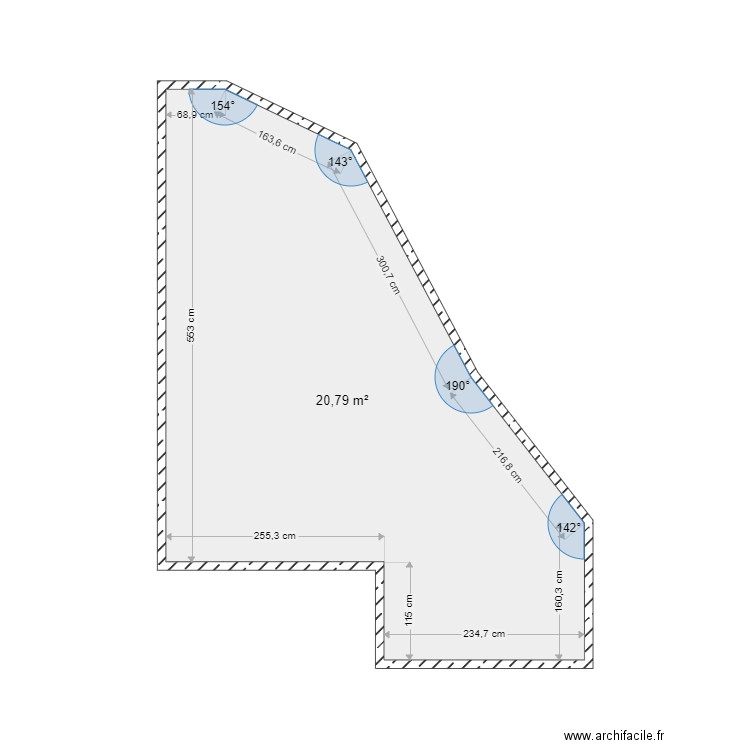LOGE ROSA. Plan de 1 pièce et 21 m2