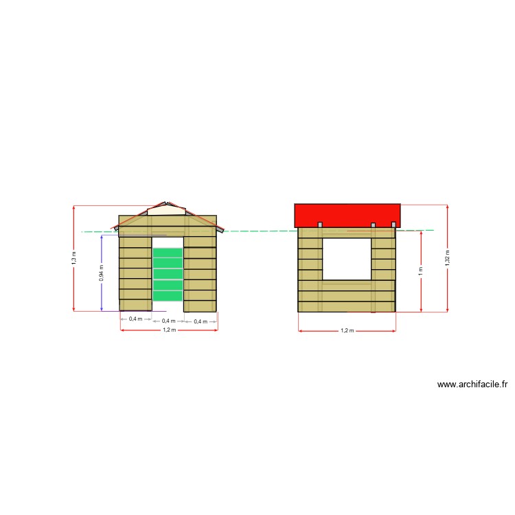Maisonnette Facades V2. Plan de 0 pièce et 0 m2