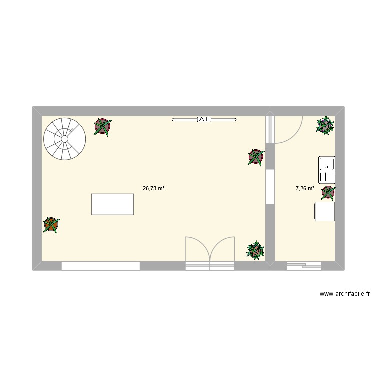 ADOC 25/11 LOAN. Plan de 2 pièces et 34 m2