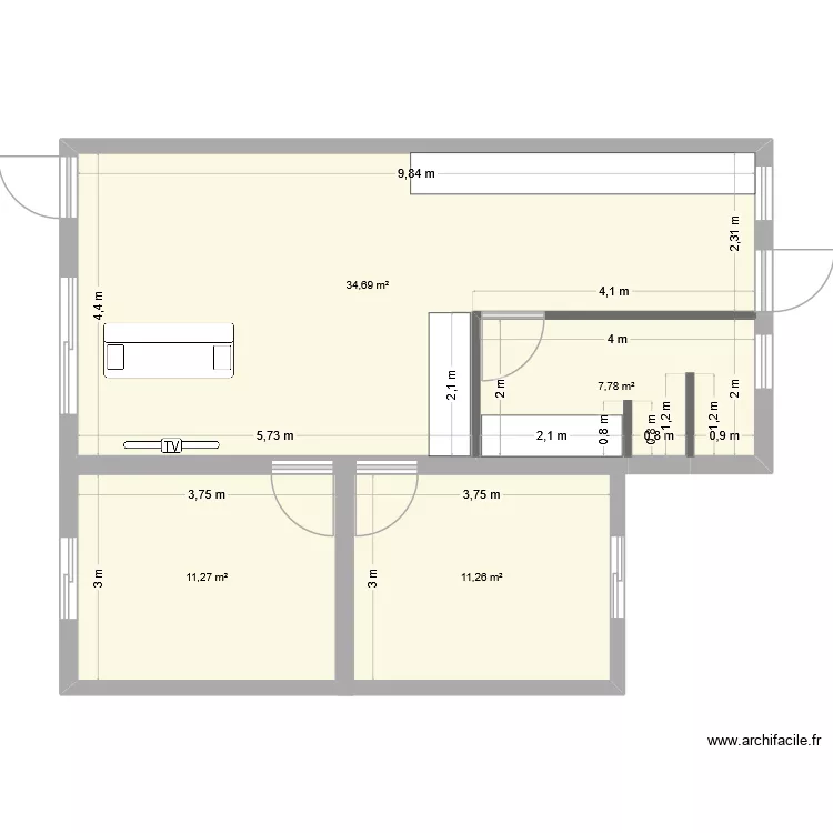 Essai plan. Plan de 4 et 65 m² Essai plan. Plan de 4 et 65 m²