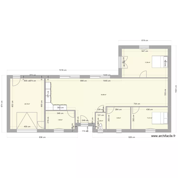 PLAN 2. Plan de 7  et 126 m²