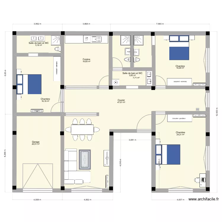 PLAN LOG RDC VALIDE. Plan de 9  et 157 m²