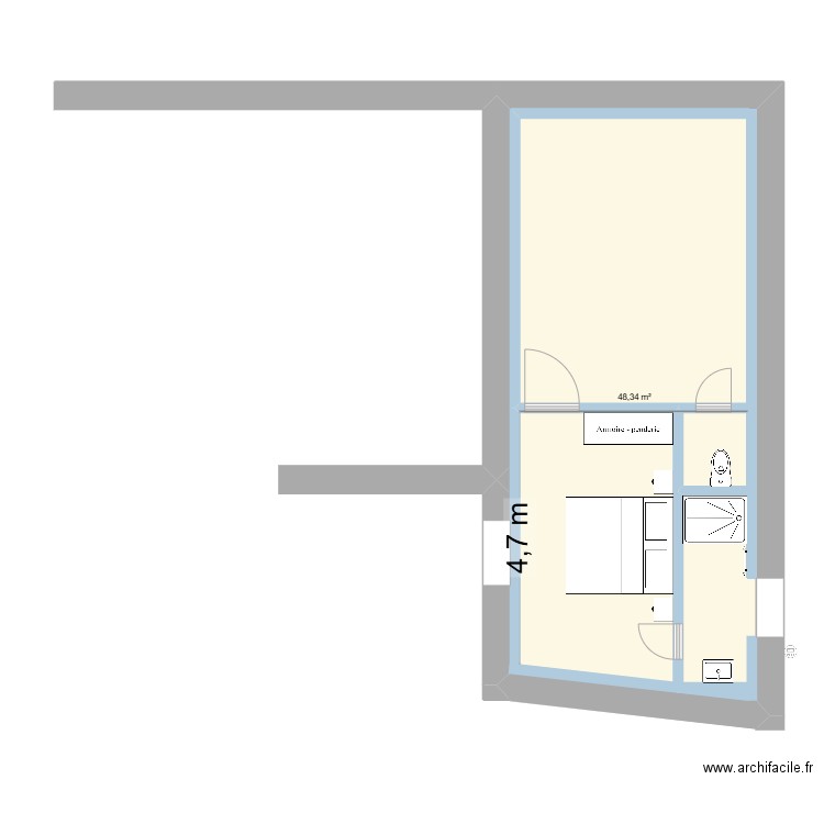 Modif plan Susana. Plan de 2 pièces et 97 m2