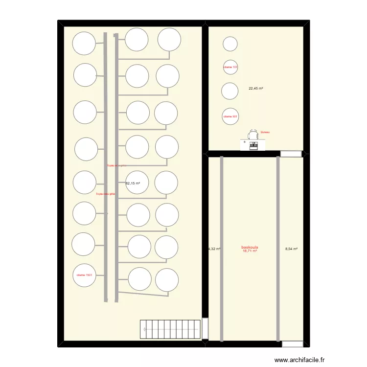 plan de stockage de l'huiles d'olives de zinoil company. Plan de 5  et 136 m²