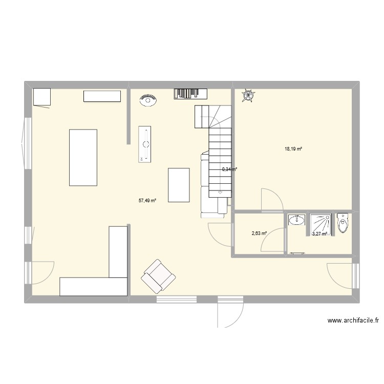 crevic. Plan de 5 pièces et 82 m2