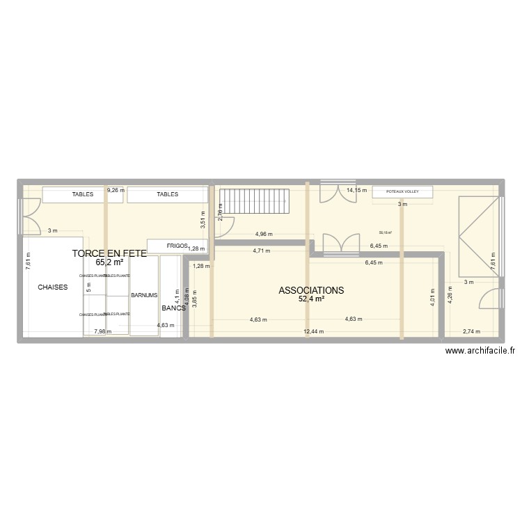PLAN SALLE 2. Plan de 3 pièces et 174 m2