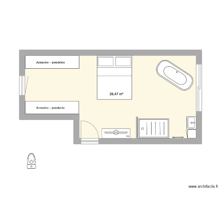 Riom maison 1. Plan de 1 pièce et 26 m2