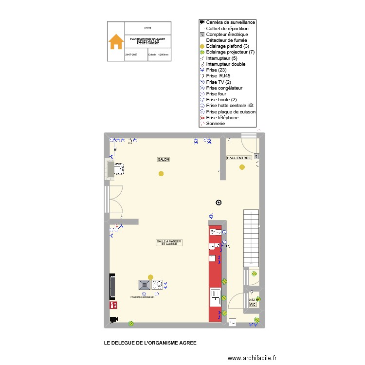PLAN HABITATION DE WAULSORT REZ DE CHAUSSEE. Plan de 2 pièces et 71 m2