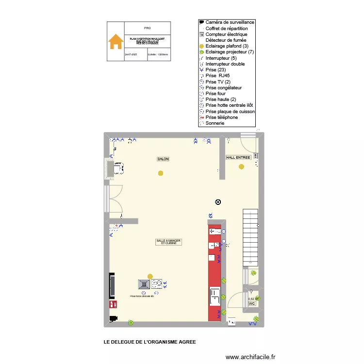 PLAN HABITATION DE WAULSORT REZ DE CHAUSSEE. Plan de 