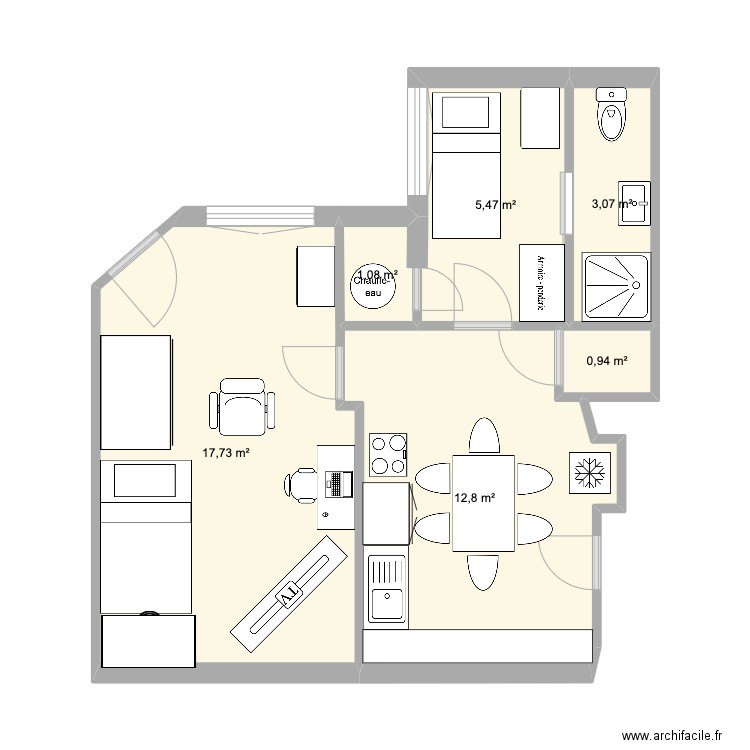 robert. Plan de 6 pièces et 41 m2