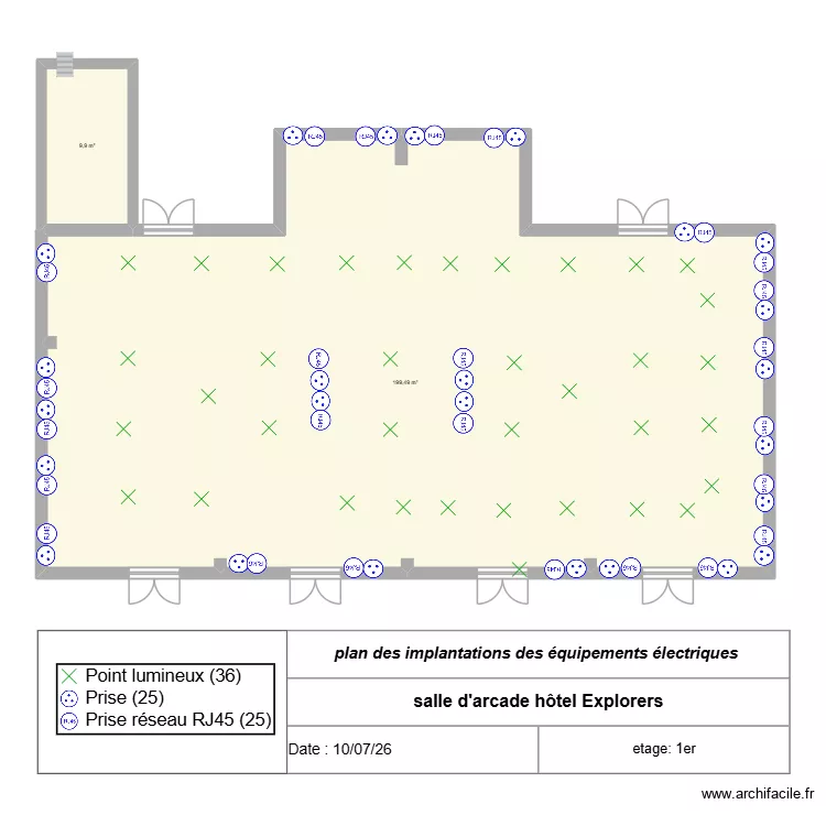 plan d'implantation elec. Plan de 2  et 209 m²
