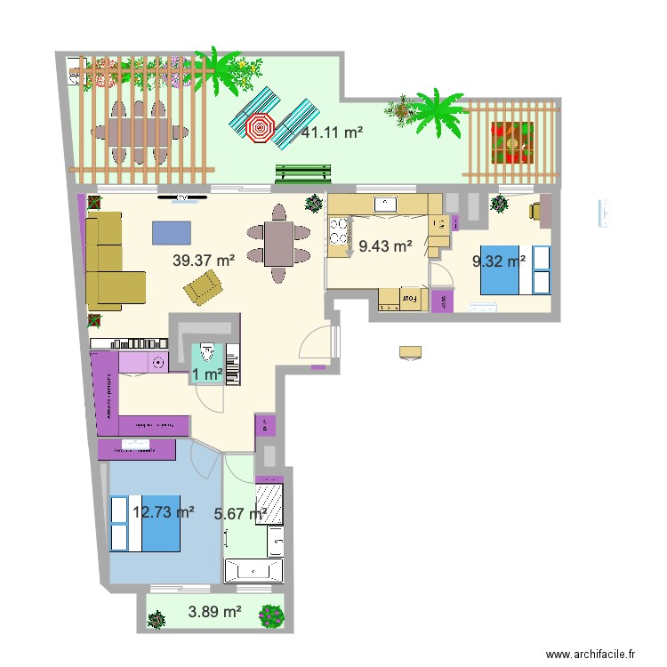 Plan au 09 variante cuisine. Plan de 0 pièce et 0 m2