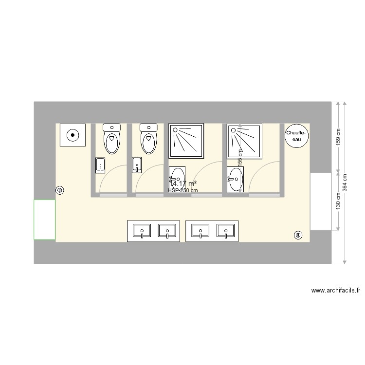 Bloc sanitaire. Plan de 0 pièce et 0 m2