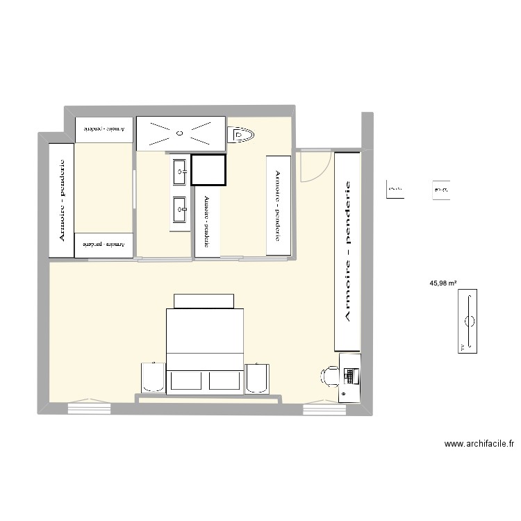 curra suite 4. Plan de 1 pièce et 46 m2