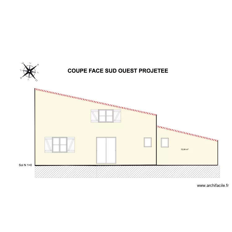 plan de coupe Face sud projetée 1. Plan de plan de coupe Face sud projetée 1. Plan de