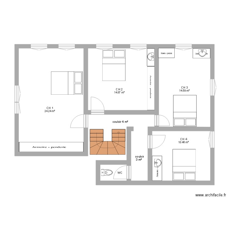Wimy Montvoisin étage partie 1. Plan de 0 pièce et 0 m2