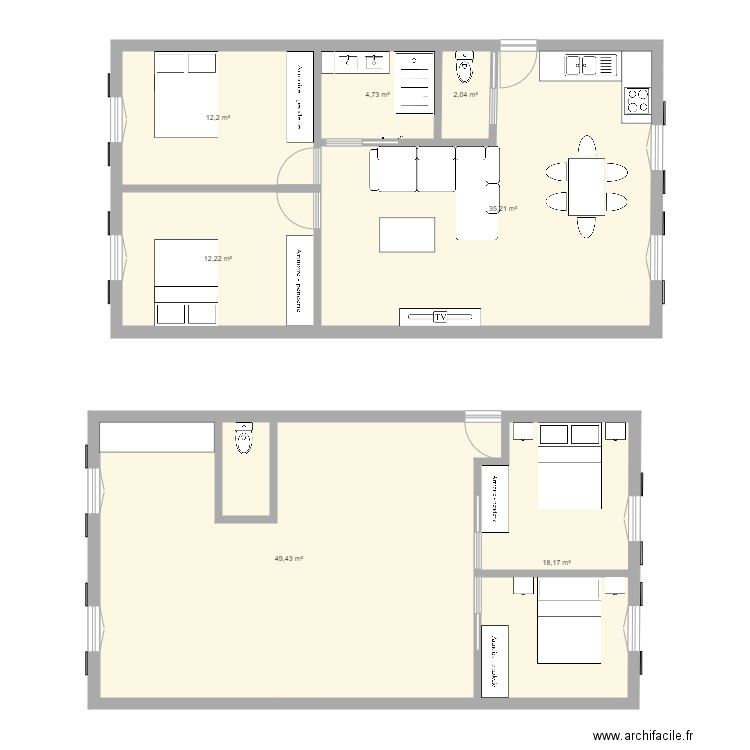 Appartement Ttse . Plan de 0 pièce et 0 m2