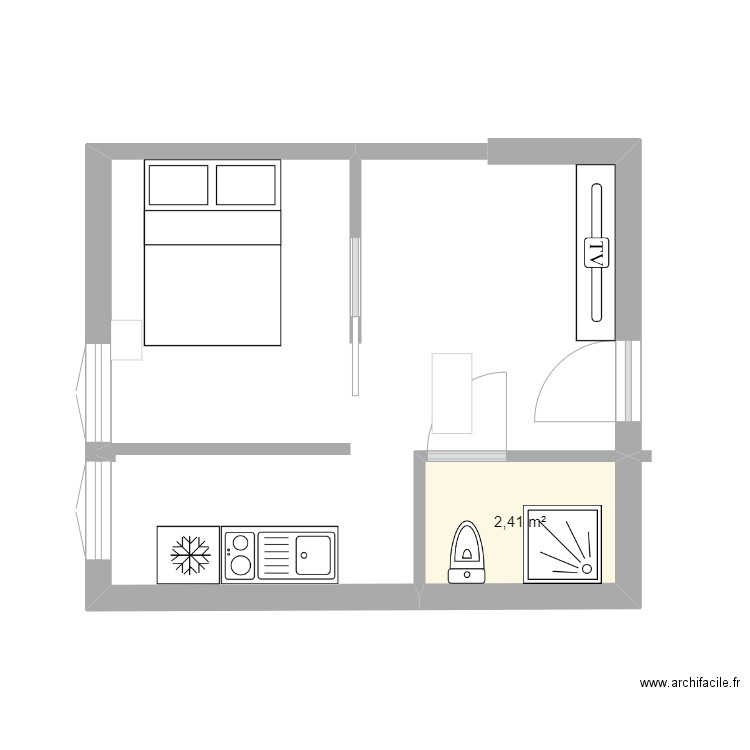 20m2 F2 bis. Plan de 0 pièce et 0 m2