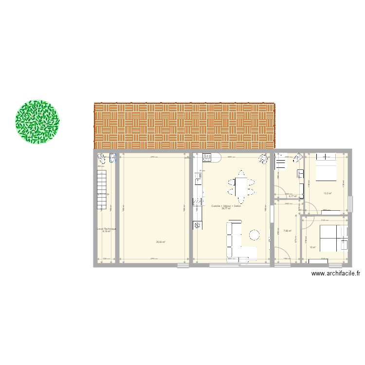 Gite V4. Plan de 7 pièces et 119 m2