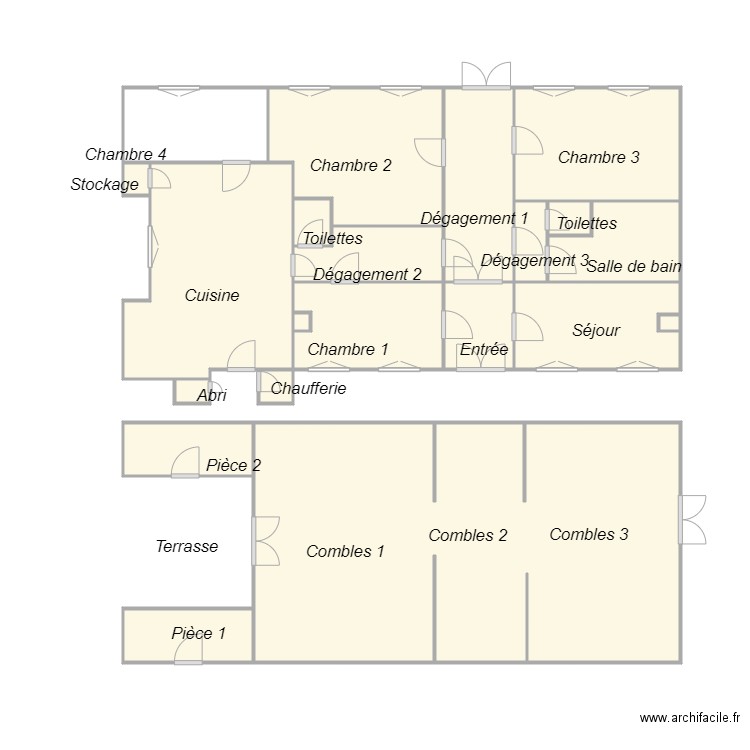 Croquis TARDIVIER. Plan de 20 pièces et 53 m2