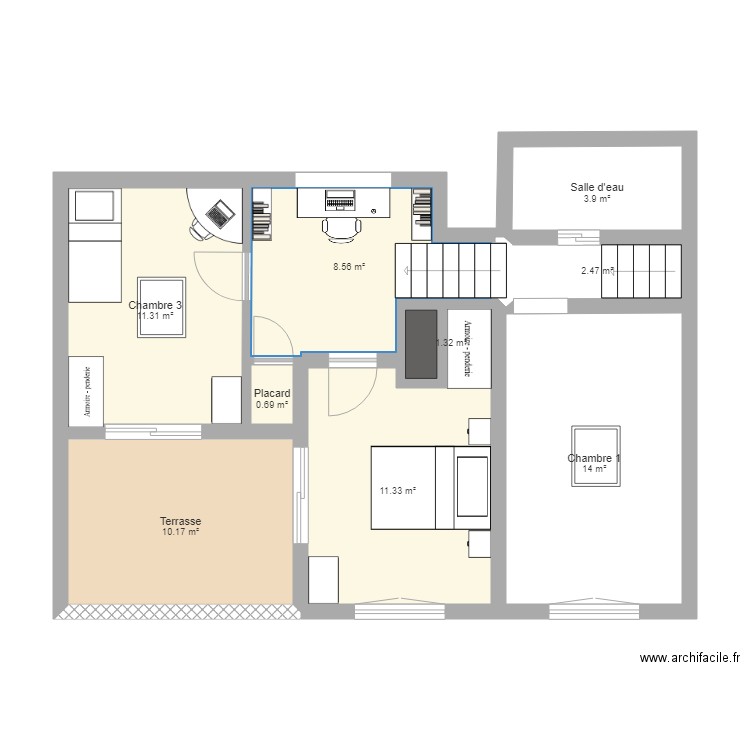 Extension 1er étage V3. Plan de 0 pièce et 0 m2