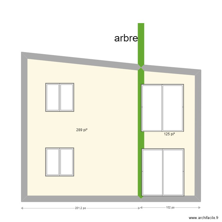 façade arrière avec arbre. Plan de 0 pièce et 0 m2