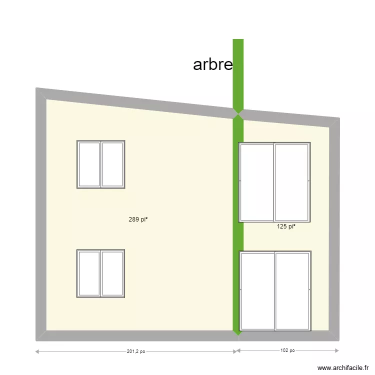 fa&ccedil;ade arri&egrave;re avec arbre. Plan de 
