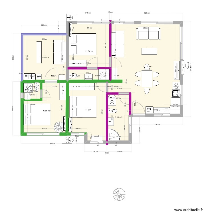 DEVOIS LOT B MESURES 0109. Plan de 7 pièces et 81 m2