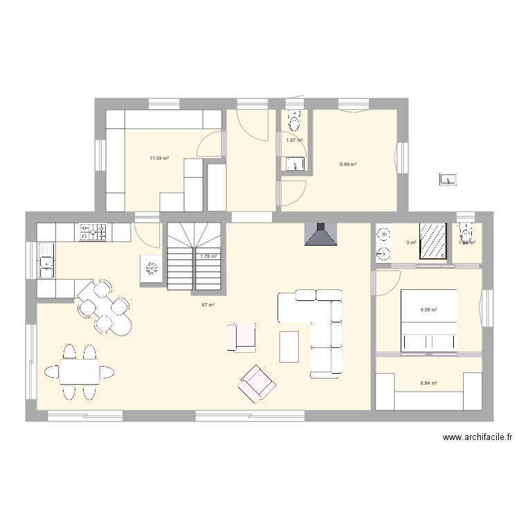 nouv 1. Plan de 9 pièces et 111 m2