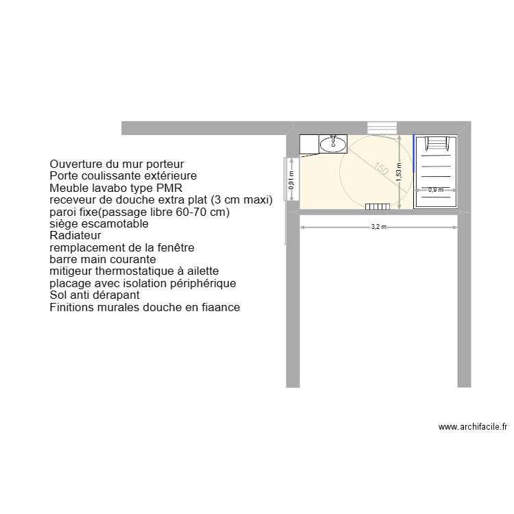 LARCELET. Plan de 1 pièce et 5 m2