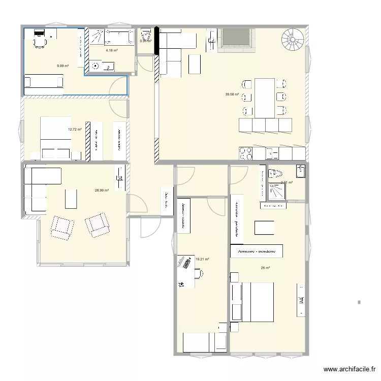 plan h&eacute;singue suite parentale. Plan de 