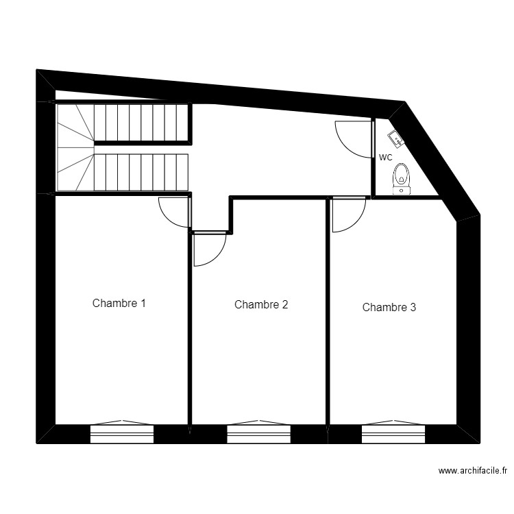 ETAGE PROJET FLEURET. Plan de 3 pièces et 58 m2