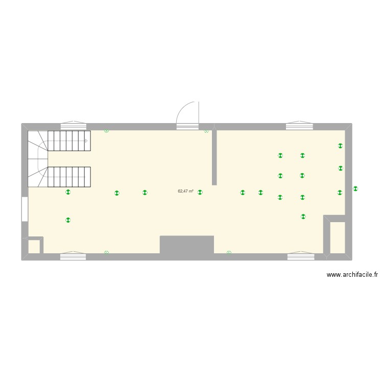 REZ CUISINE SALON SAM CIRCUIT ECLAIRAGE. Plan de 1 pièce et 62 m2