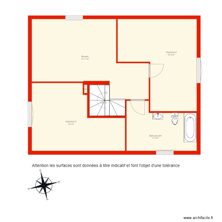 BI 4974 étage 2 non côté. Plan de 0 pièce et 0 m2