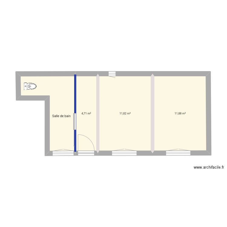 Gîte plan base 2. Plan de 4 pièces et 36 m2