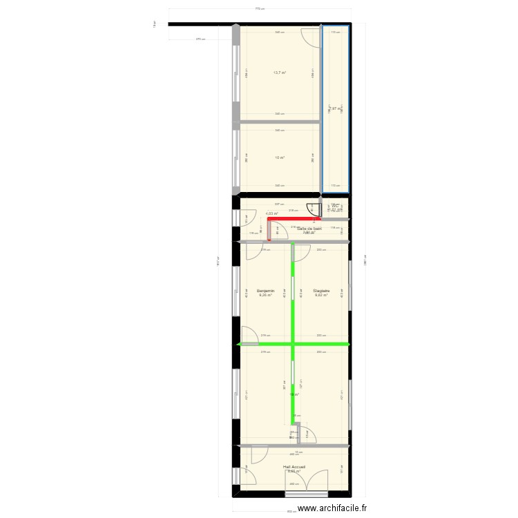 proposition 4 bureaux. Plan de 10 pièces et 86 m2