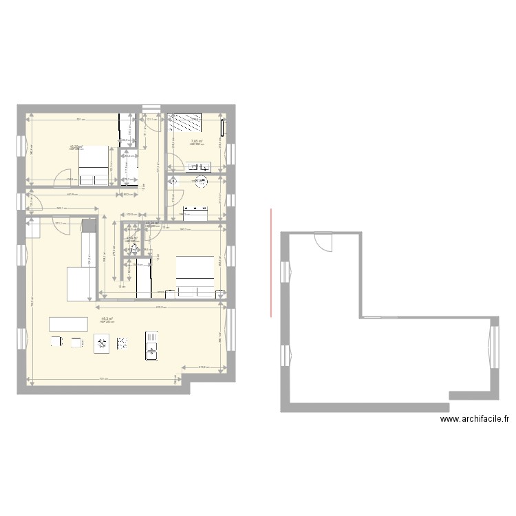 Luce 2. Plan de 5 pièces et 115 m2