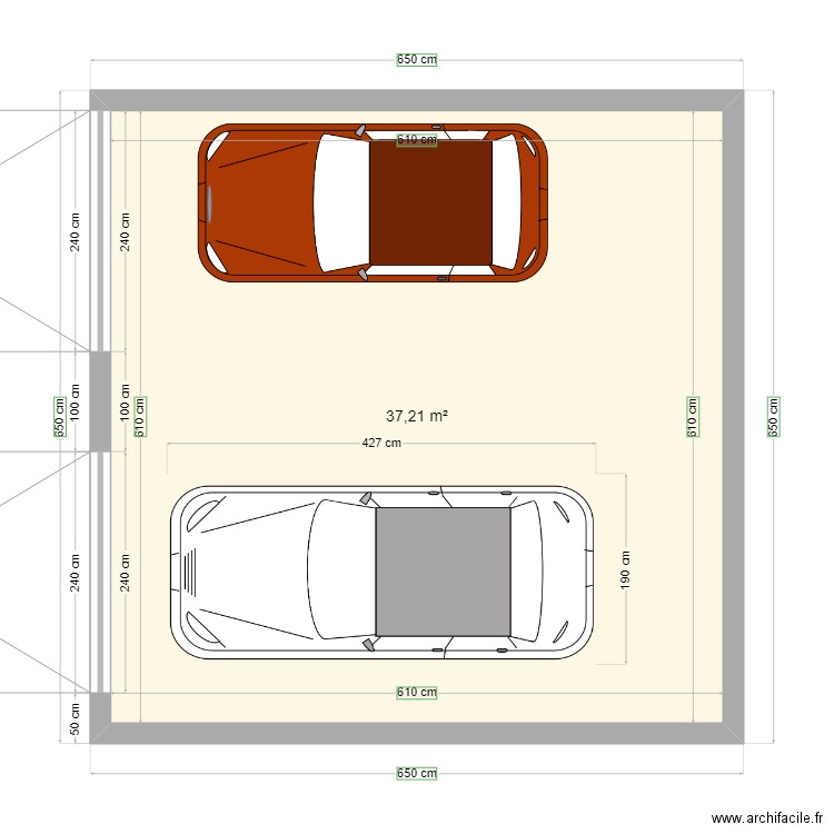 garage 2 voitures. Plan de 1 pièce et 37 m2