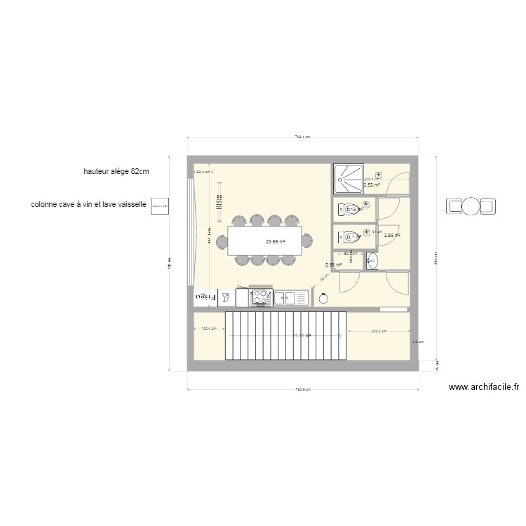 plan cuisine et wc MVO - v3. Plan de 7 pièces et 43 m2