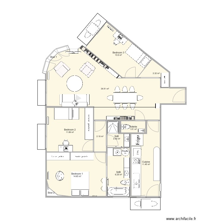 23 Verlaine 3BR MB. Plan de 0 pièce et 0 m2