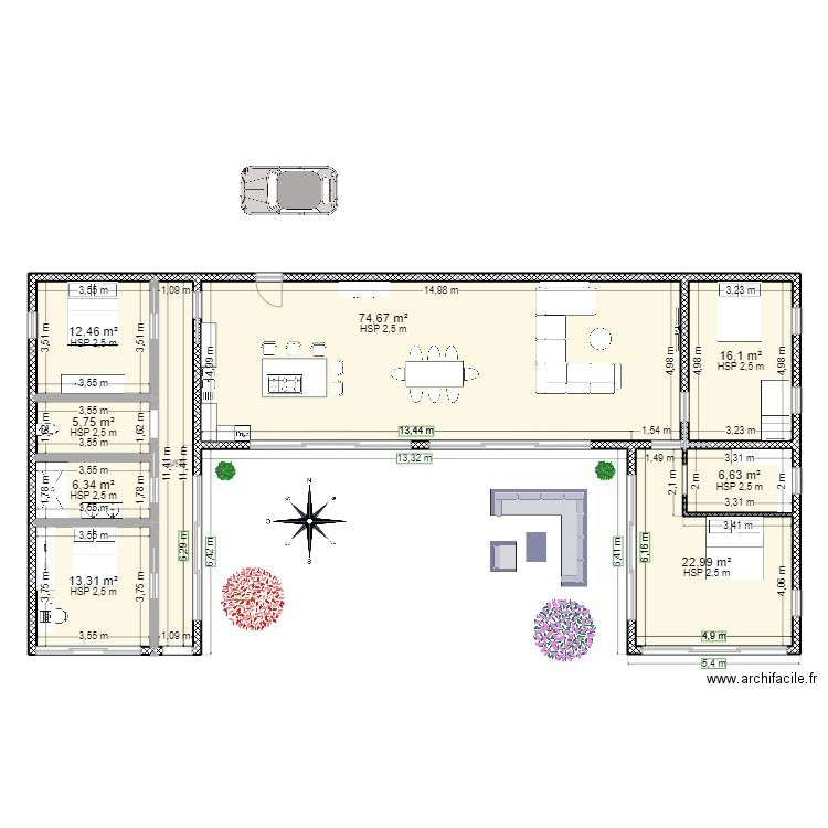 Plan n°1. Plan de 9 pièces et 171 m2