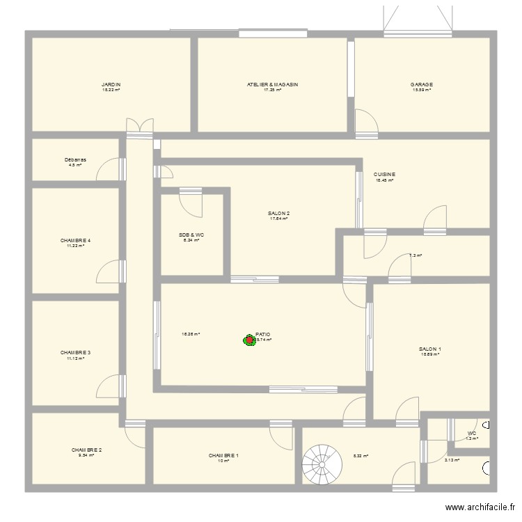 plan de maison 220 m2